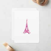 Roze Eiffelhanddoek Paris Note Kaart Notitiekaartje (Voorkant / Achterkant in situ)