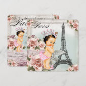 Roze Eiffeltoren Baby Shower Kaart (Voorkant / Achterkant)