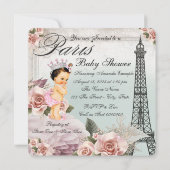 Roze Eiffeltoren Baby Shower Kaart (Achterkant)