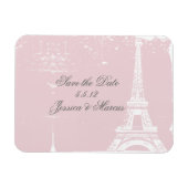 Roze Eiffeltoren bespaart de datum van het huwelij Magneet (Horizontaal)