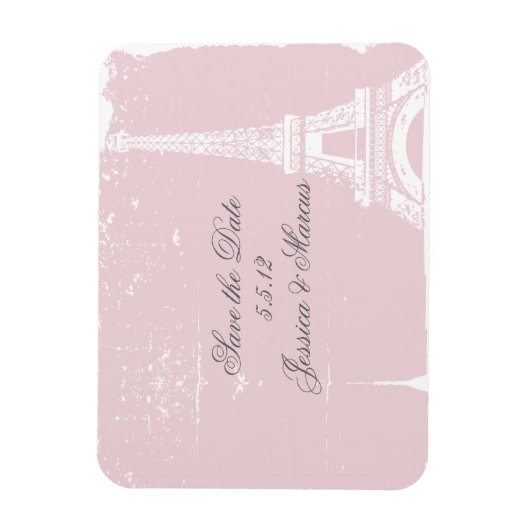 Roze Eiffeltoren bespaart de datum van het huwelij Magneet (Verticaal)