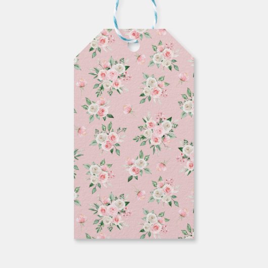 Roze Eiffeltoren Bow Baby shower Dank u Cadeaulabel (Achterkant)