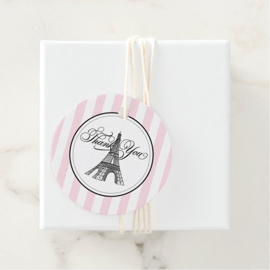Roze Eiffeltoren Bruidsdiner Paris Bedankjes Labels (In situ)