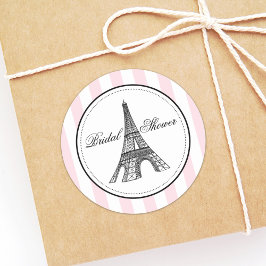 Roze Eiffeltoren Bruidsjurk Paris Vintage Ronde Sticker