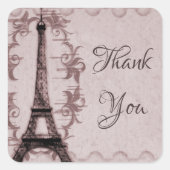Roze Eiffeltoren Dank u Stickers (Voorkant)