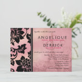 Roze Eiffeltoren Fleur de Paris Huwelijk Kaart (Staand voorkant)