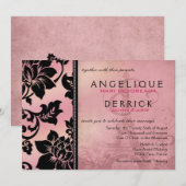 Roze Eiffeltoren Fleur de Paris Huwelijk Kaart (Voorkant / Achterkant)