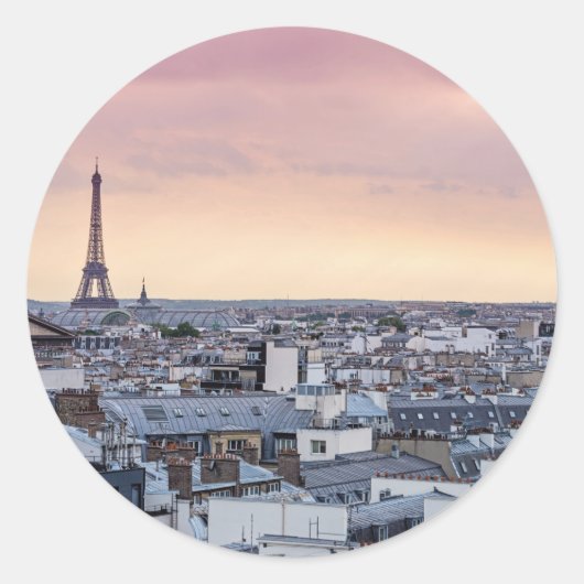 Roze Eiffeltoren Foto Sticker (Voorkant)