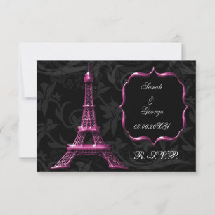roze Eiffeltoren frans rsvp standaard 3,5 x 5 Kaartje