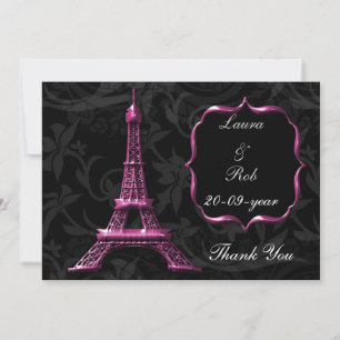 Roze Eiffeltoren Franse Dank u wel Kaart