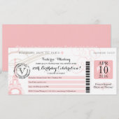 Roze Eiffeltoren nacht in Parijs Verjaardagsfeest Kaart (Voorkant / Achterkant)