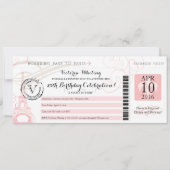 Roze Eiffeltoren nacht in Parijs Verjaardagsfeest Kaart (Voorkant)