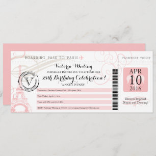 Roze Eiffeltoren nacht in Parijs Verjaardagsfeest Kaart