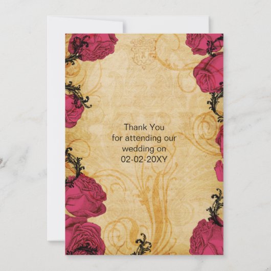 Roze  eiffeltoren Parijs bedankt Kaart (Achterkant)