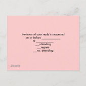 roze eiffeltoren  parijs bruiloft rsvp uitnodiging briefkaart (Achterkant)