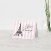 -roze Eiffeltoren Parijs Vrijgezellenfeest Bedankkaart (Voorkant)
