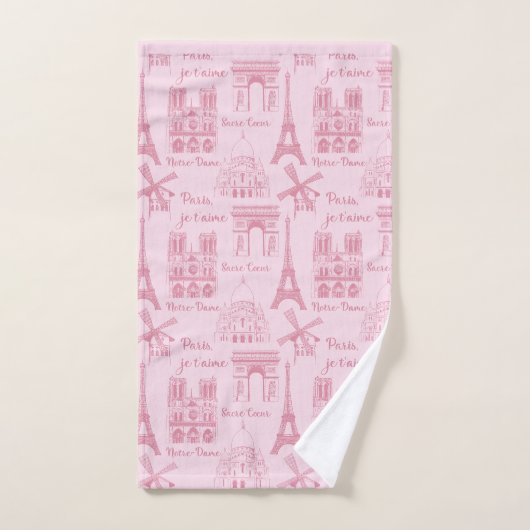 Roze Eiffeltoren Paris Arc Triumph Badhanddoek Bad Handdoek (Handdoek)