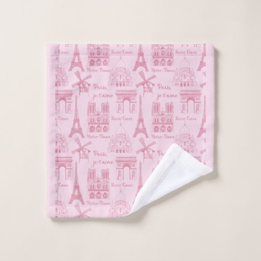 Roze Eiffeltoren Paris Arc Triumph Badhanddoek Bad Handdoek (Wasdoekje)