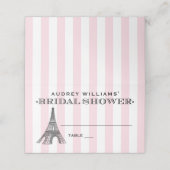 Roze Eiffeltoren Paris Huwelijksuitnodiging Plaatskaartje (Buitenkant ongevouwen)