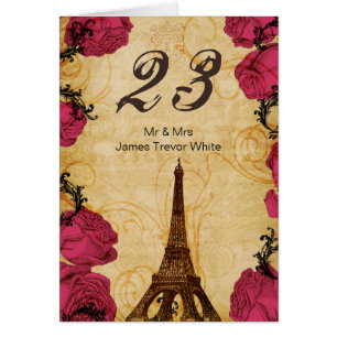 Roze  eiffeltoren Paris Table Numbers