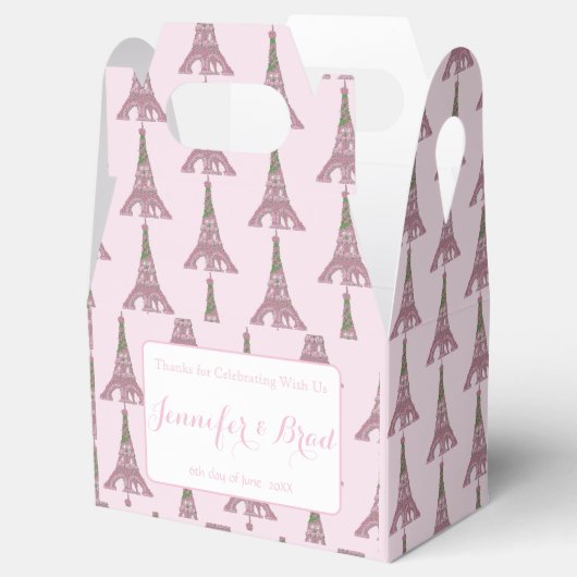 Roze Eiffeltoren Rozen Roos Weddenschap Bedankdoosjes (Geopend)
