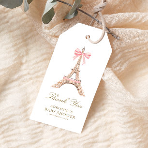 Roze Eiffeltoren Strik Baby Shower Bedankt Cadeaulabel