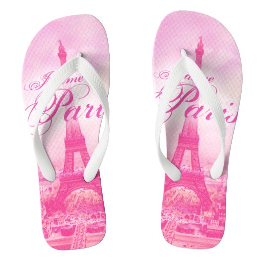 Roze Eiffeltoren Teenslippers (Voetbed)