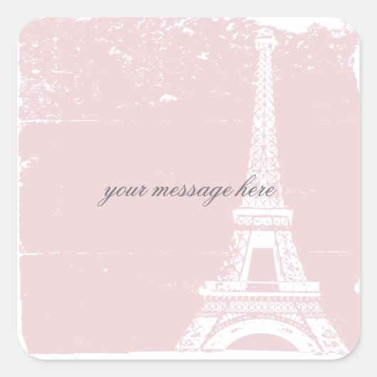 Roze Eiffeltoren Trouwstickers Vierkante Sticker (Voorkant)