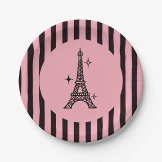 Roze Eiffeltoren van Parijs feestborden Papieren Bordje