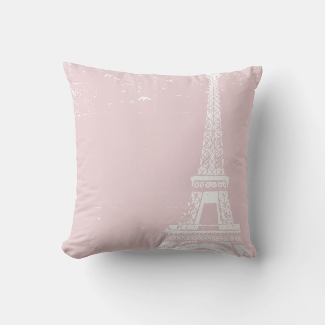 Roze Eiffeltower - aangepaste katoenprogramma-Kuss Kussen (Voorkant)