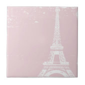 Roze Eiffeltower keramische tegels Tegeltje (Voorkant)