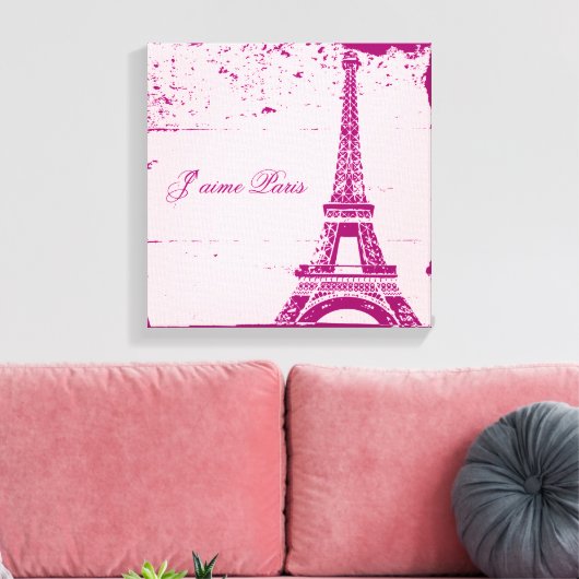 Roze Eiffeltower - schilderkunst Canvas Afdruk (Insitu (Woonkamer))