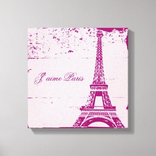 Roze Eiffeltower - schilderkunst Canvas Afdruk (Voorkant)