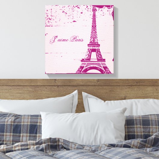 Roze Eiffeltower - schilderkunst Canvas Afdruk (Insitu (Slaapkamer))