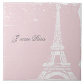Roze Eiffeltower - tegel & trivet Tegeltje (Voorkant)