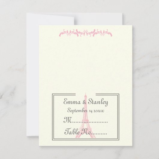 Roze Eiffeltower voor het huwelijk van Parijs Kaart (Voorkant)