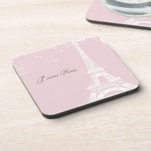 Roze Eiffeltowercork Onderzetters (Linkerzijde)