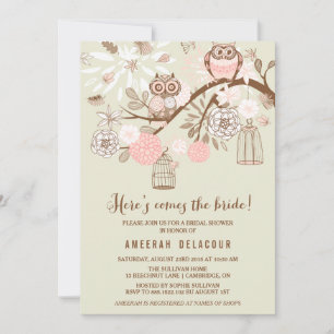 Roze eigenaar en Birdcages Bridal Shower Invitatio Kaart