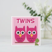 Roze eigenaar Twin Baby shower Invitation Kaart (Staand voorkant)