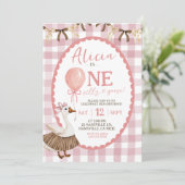 Roze eigenzinnige hand getrokken een Gekke gans Kaart (Staand voorkant)