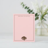 Roze eikenboom gepersonaliseerd koppel kaart (Staand voorkant)