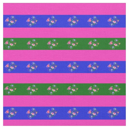 Roze, eilandgroen, blauwe bloem stof (Close Up)