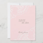 Roze  elastische weddenschap BEWAART de datum Save The Date (Voorkant)