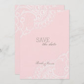 Roze  elastische weddenschap BEWAART de datum Save The Date (Voorkant / Achterkant)