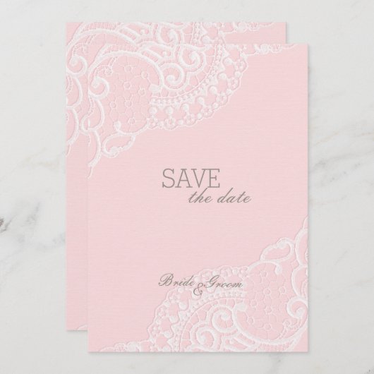 Roze  elastische weddenschap BEWAART de datum Save The Date (Voorkant / Achterkant)