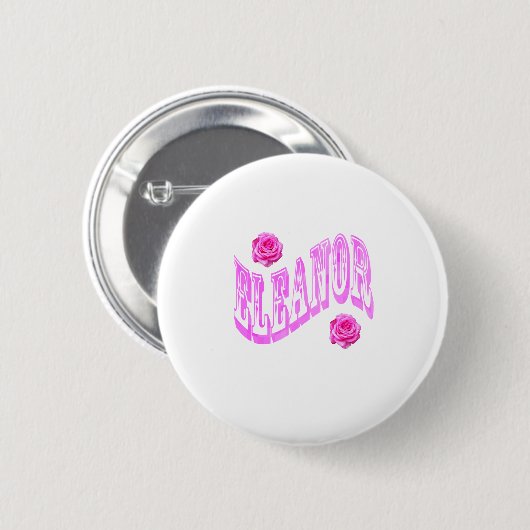 Roze Eleanor Naam Met Rozen, Ronde Button 5,7 Cm (Voorkant /achterkant)