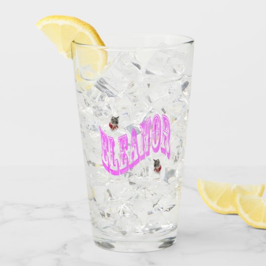 Roze Eleanor Name Logo, Glas (Voorkant ijs)