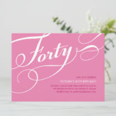 Roze Elegant 40e verjaardag Uitnodigingen (Staand voorkant)