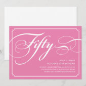 Roze Elegant 50e verjaardag Uitnodigingen (Voorkant / Achterkant)
