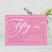 Roze Elegant 50e verjaardag Uitnodigingen (Staand voorkant)